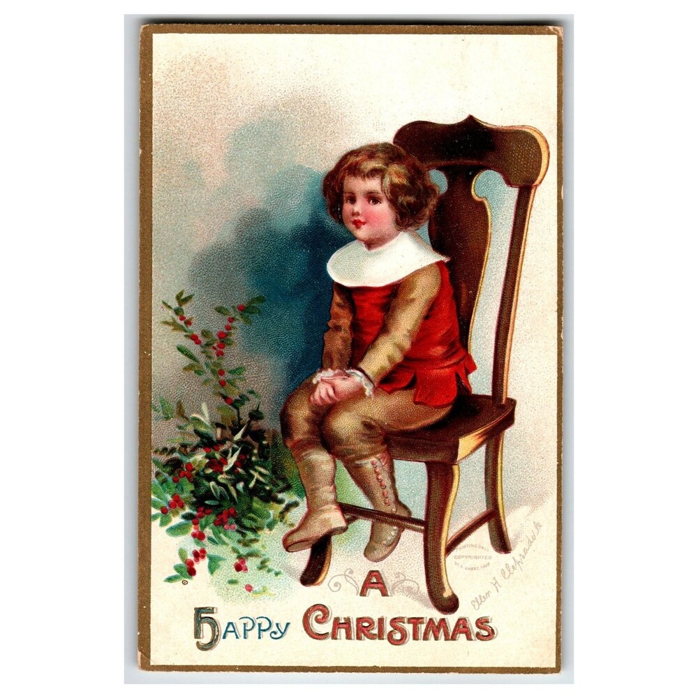 Ellen H. Clapsaddle Christmas Child Postcard 1908 Lithograph Posted 1909